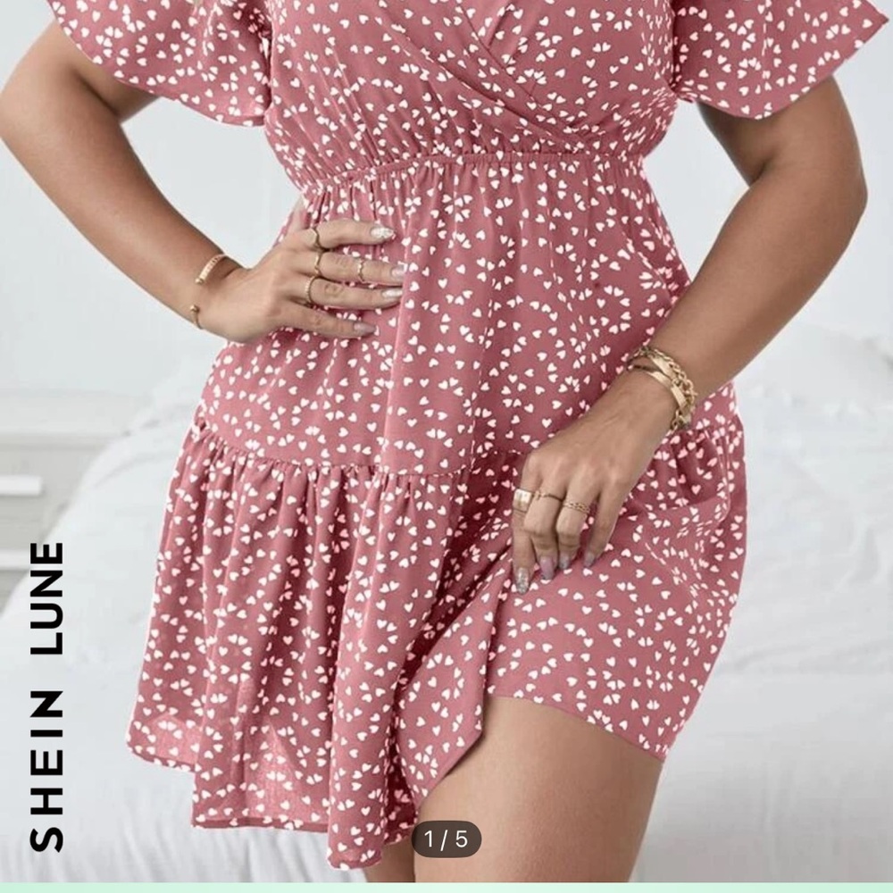 Pink Heart Print Dress